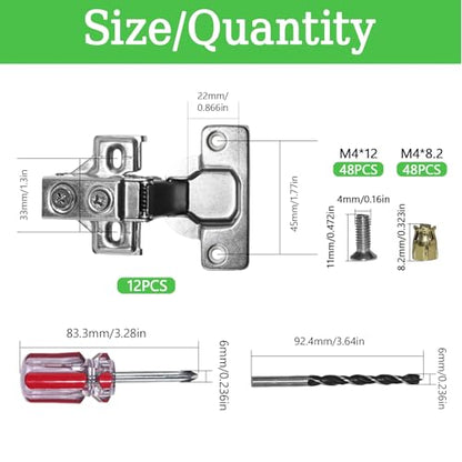 6 Pairs 12 Packs Full Overlay Soft Close Cabinet Hinges 3/4 inch Face Frame Soft Close Hinges with Hydraulic Damper Concealed 3D Adjustable for Face Frame&Frameless Cabinets