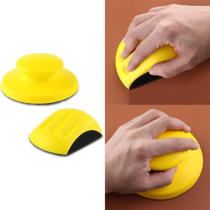 Hand Sanding Block Round and Mouse Shape Sandpaper Holder Hook and Loop PU Backing Ergonomic Grip for Wood Furniture Repair Craft (5inch) - color: 5inch