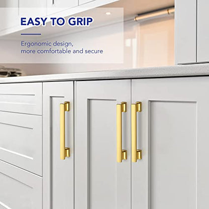 Ravinte Hardware Gold Cabinet Pulls, 5 Inch (128mm), 10 Pack, Heavy Duty - color: Gold, size: 5" Hole Center
