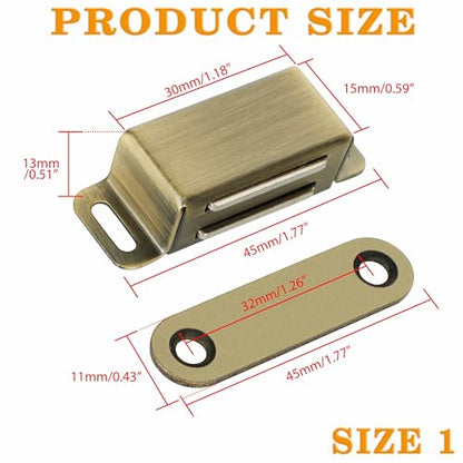 Alise Magnetic Cabinet Latch Cabinet Door Catch Clasps Bronze,4 Pcs - color: Green Bronze, size: 1-Small Size