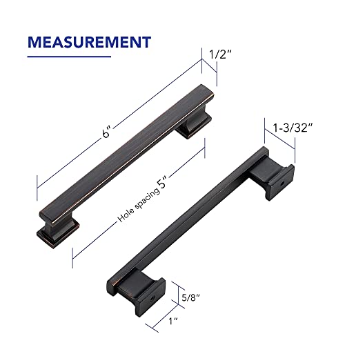 Oil Rubbed Bronze Cabinet Pulls, 5 Inch (128mm), 20 Pack, Heavy Duty - color: Oil Rubbed Bronze, size: 5" Hole Center
