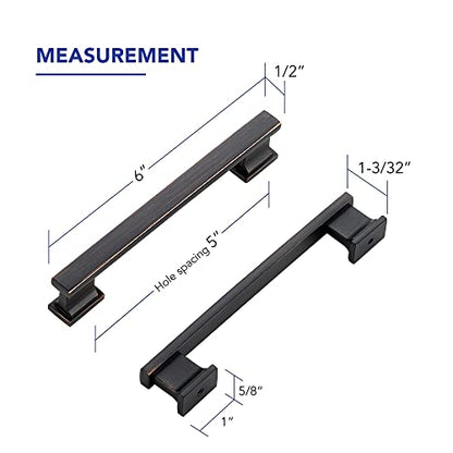 Oil Rubbed Bronze Cabinet Pulls, 5 Inch (128mm), 20 Pack, Heavy Duty - color: Oil Rubbed Bronze, size: 5" Hole Center