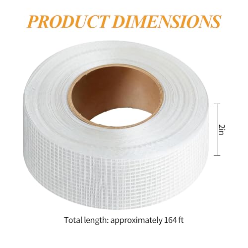 Drywall Joint Tape, 2 Inch x 164 Ft Self Adhesive Drywall Tape, Wall Patch Repair Roll, Fiberglass Mesh Tape for Drywall Repair, Wall Cracks and Ceiling Gaps - style: 2 Inch x 164 Ft