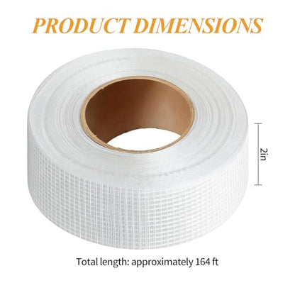 Drywall Joint Tape, 2 Inch x 164 Ft Self Adhesive Drywall Tape, Wall Patch Repair Roll, Fiberglass Mesh Tape for Drywall Repair, Wall Cracks and Ceiling Gaps - style: 2 Inch x 164 Ft