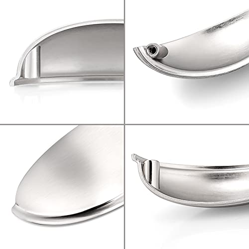 Probrico 10 Pack Brushed Nickel Cabinet Pulls Bin Cup Drawer Handles, Cabinet Cup Handles 3 Inch Holes Drawer Handles and Knobs, Kitchen Cabinet Hardware - color: Brushed Nickel