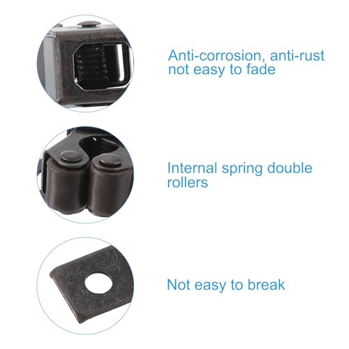 PATIKIL Cabinet Latch Double Roller Catch, 6 Pcs Stainless Steel Cabinet Door with Screws Spring Bead Hardware Latches with Spear Strike for Cupboard Wardrobe Pcs, Red Bronze - color: Red Bronze