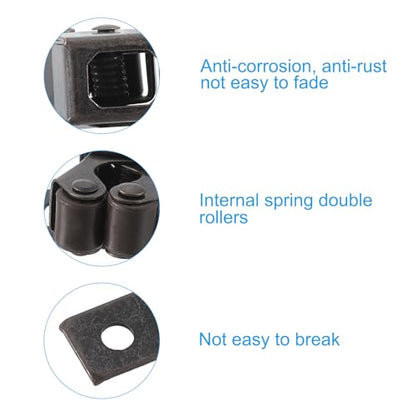 PATIKIL Cabinet Latch Double Roller Catch, 6 Pcs Stainless Steel Cabinet Door with Screws Spring Bead Hardware Latches with Spear Strike for Cupboard Wardrobe Pcs, Red Bronze - color: Red Bronze