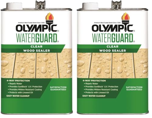 Olympic WaterGuard 1 gal. Clear Exterior Waterproofing Wood Sealer (Pack of 2) - color: Transparente, size: 1 Gallon (Pack of 2), style: No sheen