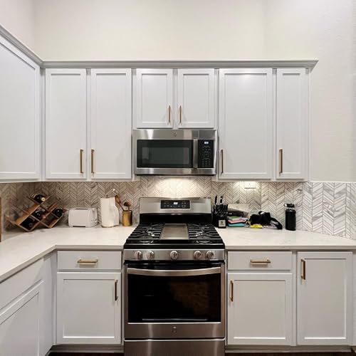 20 Pack Gold Cabinet Handles Square Drawer Pulls 5 inch Hole Centers Brushed Titanium Gold Dresser Pulls Cupboard Handles Stainless Steel Handles for Cabinets and Pulls - color: Gold, size: 5 Inch Hole Centers