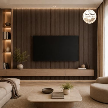 Peel and Stick PVC Slat Wall Panel, 3D Faux Smoked, 15.8" x 118" - color: Smoked, size: 15.8" x 118"