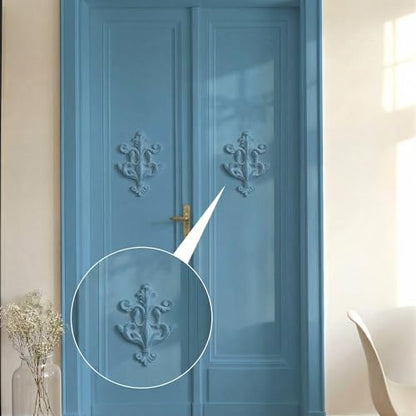 2 PCS Baroque Style Flower Carved Onlay Applique White PVC Appliques for Furniture Decorative 3D Symmetrical Furniture Decorative for Cabinets Dressers Mirrors DIY Home(Fresh) - style: Fresh