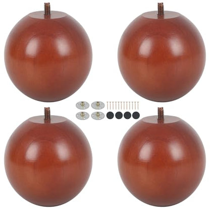 4 Inch Wooden Sofa Legs Set of 4 Walnut Wood Round Sofa Legs with Mounting Plate Screws Solid Wood Furniture Feet for Couch Bed Cabinet Bookcase Ottoman - color: Walnut