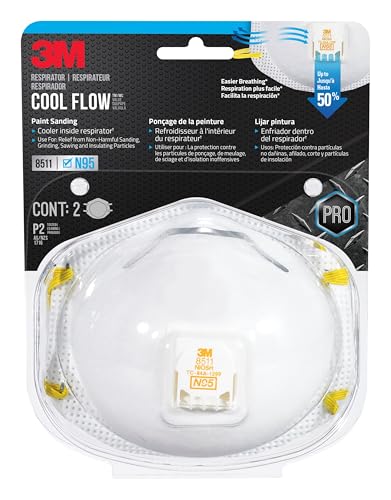 3M 8511 Paint Sanding N95 Cool Flow Valved Respirator, 2-Pack