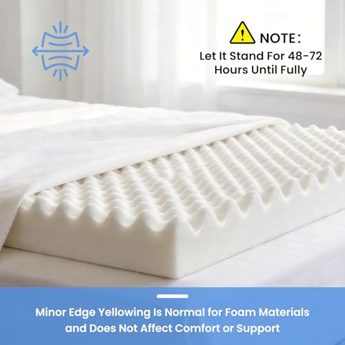Egg Crate Foam 72 x 24 x 3 Inch, High Density Upholstery Foam Cushion