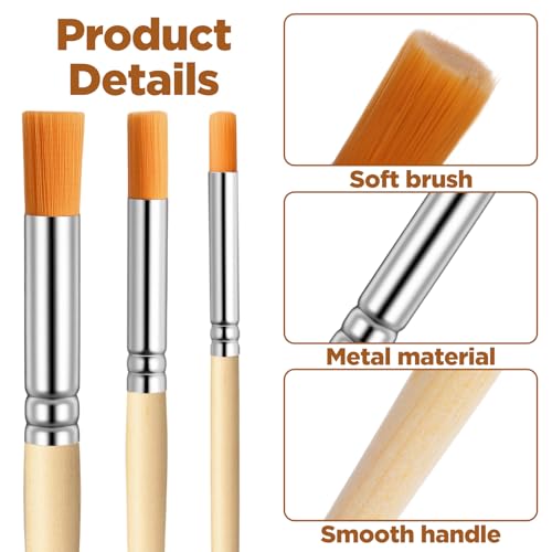 6Pcs Stencil Brushes Set Natural Bristle Paint Brushes Wood Paint Template Brush for Stencil Painting, Acrylic, Oil, Watercolor, DIY Art Crafts, 3 Sizes