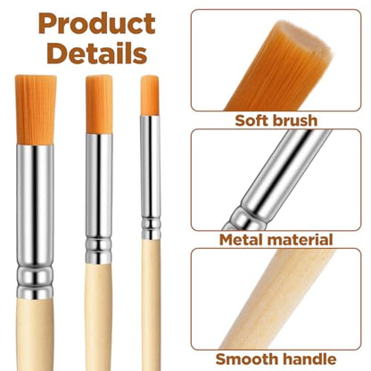 6Pcs Stencil Brushes Set Natural Bristle Paint Brushes Wood Paint Template Brush for Stencil Painting, Acrylic, Oil, Watercolor, DIY Art Crafts, 3 Sizes