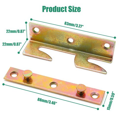 BokWin No Mortise Bed Rail Fittings, 4 Sets