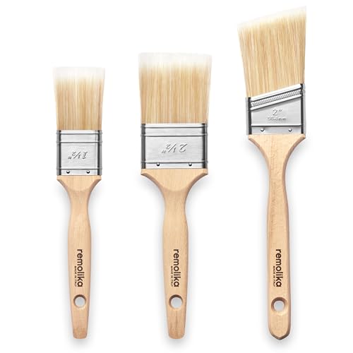 3 - Pack Premium Paint Brushes - Made in Italy – 1.5 Inch Flat Paint Brush, 2 Inch Angle Sash Brush, 2.5 Inch Flat - Ideal for Professionals and Homeowners - size: 3 Pack ( 1.5" Flat, 2.5" Flat, 2" Angle)