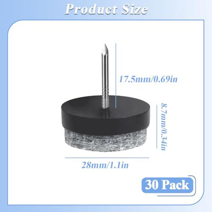 Nail-on Furniture Felt Pads, 30Pack 28mm Round Table Chair Leg Pad - color: Black, size: Φ 28 mm