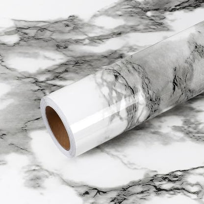 VEELIKE Modern Black and White Marble Contact Paper for Countertops Waterproof Peel and Stick Countertops 24''x118'' Self Adhesive Vinyl Countertop Contact Paper Marble Wallpaper for Kitchen Bathroom - size: 24''x118''