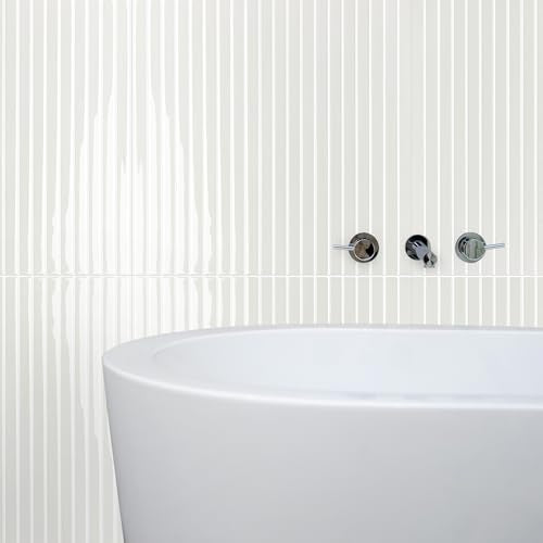 Select 5 Pack Peel and Stick Backsplash Tiles, Vinyl Self Adhesive Back - color: Stone White, size: Linear Shape
