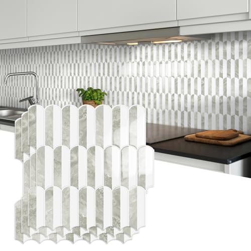 10-Sheet Upgraded Thicker Peel and Stick Kitchen Backsplash Tiles - color: Beige