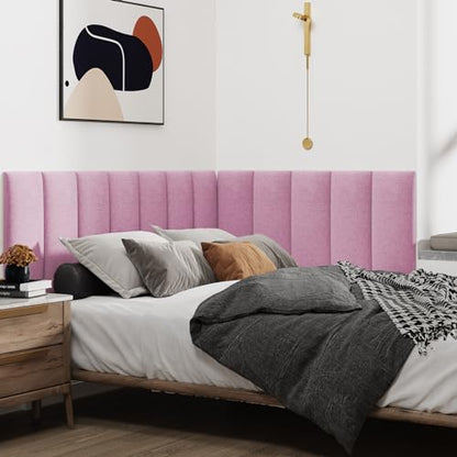 IFNOW Wall Mounted Headboard, Peel and Stick Panels, Light Pink, Queen - color: Fabric-light Pink, size: Queen