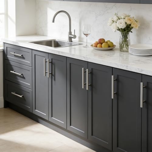 Gobrico 5 Pack 3-3/4 Inch (96mm) Hole Center Cabinet Pulls, Brushed Nickel Cabinet Handles, Stainless Steel Kitchen Cabinet Handles, Silver Satin Nickel Kitchen Drawer Pulls, 6'' Overall Length - color: Brushed Nickel, size: 3-3/4 Inch Hole Center
