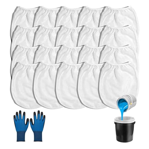 20Pack Paint Strainer Bags, 21"x20" Fine Mesh Bag for 5 Gallon Bucket, Corrosion resistant Paint Filter Strainer for Paint, Coating, Liquid Filtration, with 1 Gloves