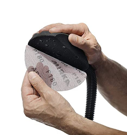 Mirka Roundy Hand Sanding Block for 6 in Hook and Loop Discs, Vacuum-Ready