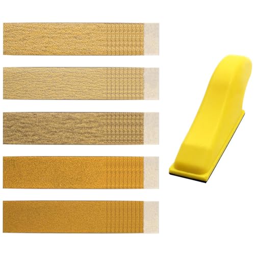 51Pcs Micro Detail Sanding Kit, Hand Sander Block & 5 Grits Papers - style: 51Pcs Yellow