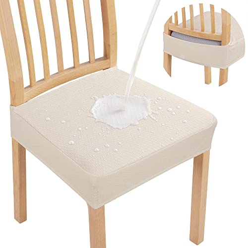 Smiry Waterproof Seat Covers for Dining Room Chairs, Set of 2 - color: Beige, size: Set of 2