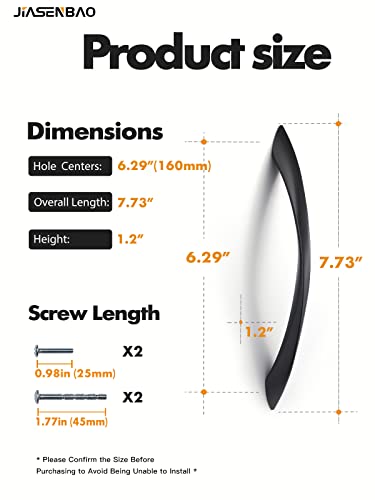 Black Cabinet Pulls 6.3 Inch Arch Twisted Matte Black Handles Drawer Kitchen Cupboard Bathroom Dresser Cabinet Hardware Zinc Alloy 5 Pack - color: Black, size: 6.3 inch Hole Centers