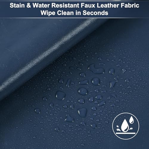 54" Marine Vinyl Upholstery Faux Leather Fabric by The Yard Waterproof - color: Blue, size: Pre-cut 1 Yard 54"x36"