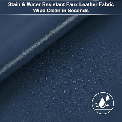 54" Marine Vinyl Upholstery Faux Leather Fabric by The Yard Waterproof - color: Blue, size: Pre-cut 1 Yard 54"x36"