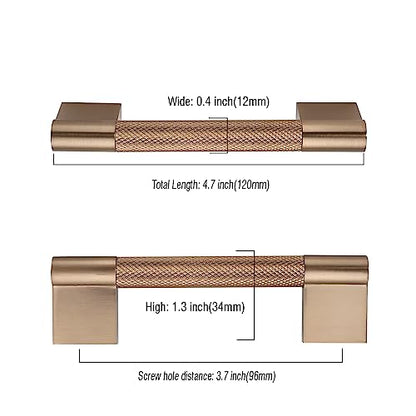 Asidrama 10 Pack 3.75 inch Champagne Bronze Knurled Cabinet Handles - color: Champagne Bronze, size: 3.75" Hole Center(96mm)