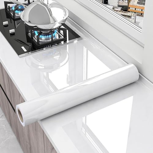 Kitchen Transparent Peel and Stick Contact Paper Easy Clean Waterproof Oil-Proof Kitchen Backsplash Tiles Cabinets Furniture Protection Clear Contact Paper (15.7X78.7 Inches) - size: 15.7"W x 78.7"L