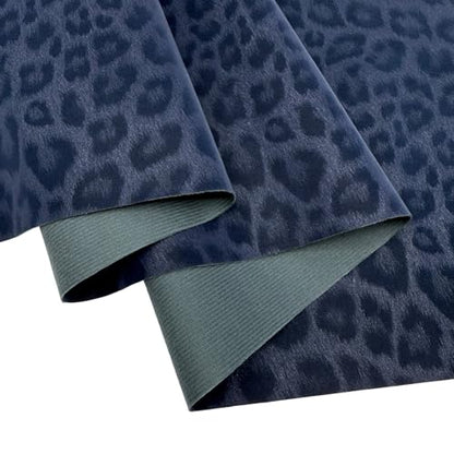 Faux Leather Leopard Roll 32 x 137 cm(12 x 54 inches) Multipurpose Synthetic Faux Leather for DIY Crafts, Earrings, Wallets, Bows, Cosmetic Bags, Handbags - Craft Making Supply (Dark Blue) - color: Dark Blue
