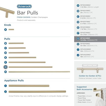 Amerock 12-5/8" Bar Pulls Golden Champagne Drawer Pull - color: Golden Champagne, size: 12-5/8 Inch (320 mm) Center-to-Center