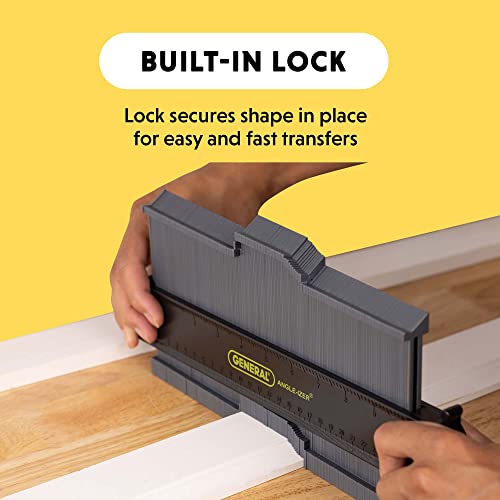 General Tools Locking Contour Gauge #834X with Extra Long Pins, Profile Gauge, Shape Duplicator, 10-Inch (254mm), Precisely Copy Irregular Shapes For Perfect Fit and Easy Cutting - size: 10-Inch with extra long pins, with lock