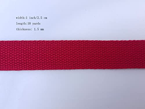 1 Inch Cotton Webbing 10 Yards Cotton Strap for Tote Canvas Bags Crafts Sewing (2002 Burgundy) - color: 2002 burgundy
