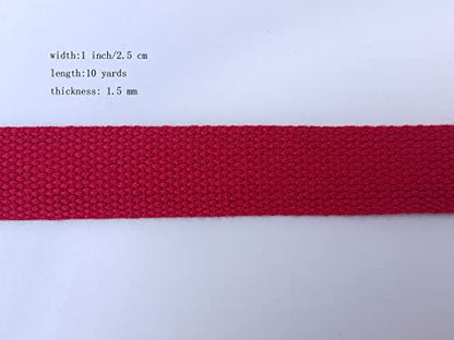 1 Inch Cotton Webbing 10 Yards Cotton Strap for Tote Canvas Bags Crafts Sewing (2002 Burgundy) - color: 2002 burgundy
