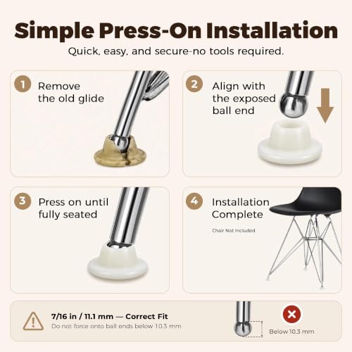 32 Pack 7/16 Inch White Nylon Chair Glides - color: White