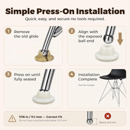 32 Pack 7/16 Inch White Nylon Chair Glides - color: White