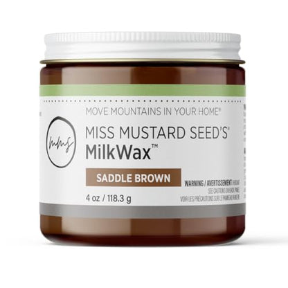 Miss Mustard Seed's MilkWax Saddle Brown Wax for Furniture & Cabinets, 4 oz - color: Saddle Brown, size: 4 Ounce (Pack of 1)