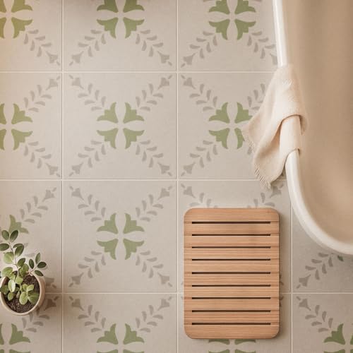 2 Pcs 12" x 12" Tile Stencil Painting Stencil for Walls and Floors - Reusable - Stencils for Painting - Stencil for Home Decor (Vine Wreath) - style: Vine Wreath