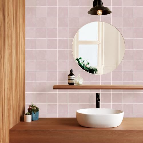 Peel and Stick Masking Tape for Furniture, Cabinets & Accent Walls – Pastel Pink Tile – Removable Japanese Fleece Fabric, Repositionable, No Residue, Water-Resistant, Made in Japan - color: ST005 : Pastel Pink Tile