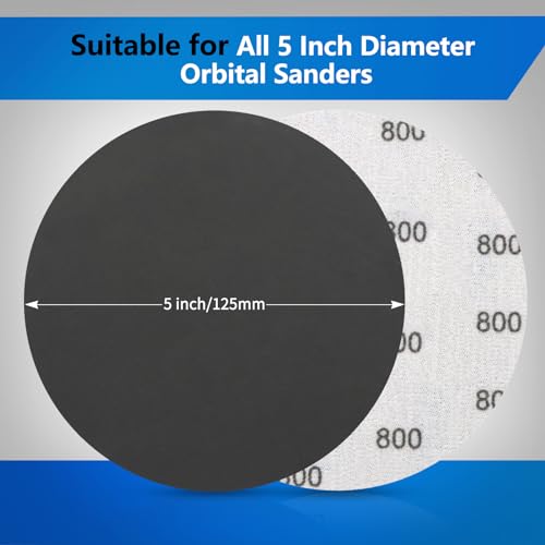 VIBRATITE 800 Grit 5 Inch Hook & Loop Sanding Discs, 70PCS - size: 5 Inch (800 Grit)