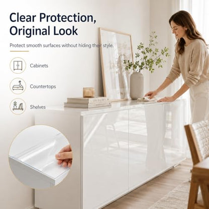 Clear Contact Paper & Wall Protector, 17.5 * 236 Inches Adhesive Vinyl - size: 236"W x 17.5"L