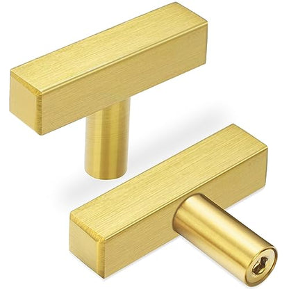 AEEKEL 30 Pack Brushed Brass Kitchen Cabinet Knobs, 2" Length Drawer Pulls - color: Gold, size: Single Hole